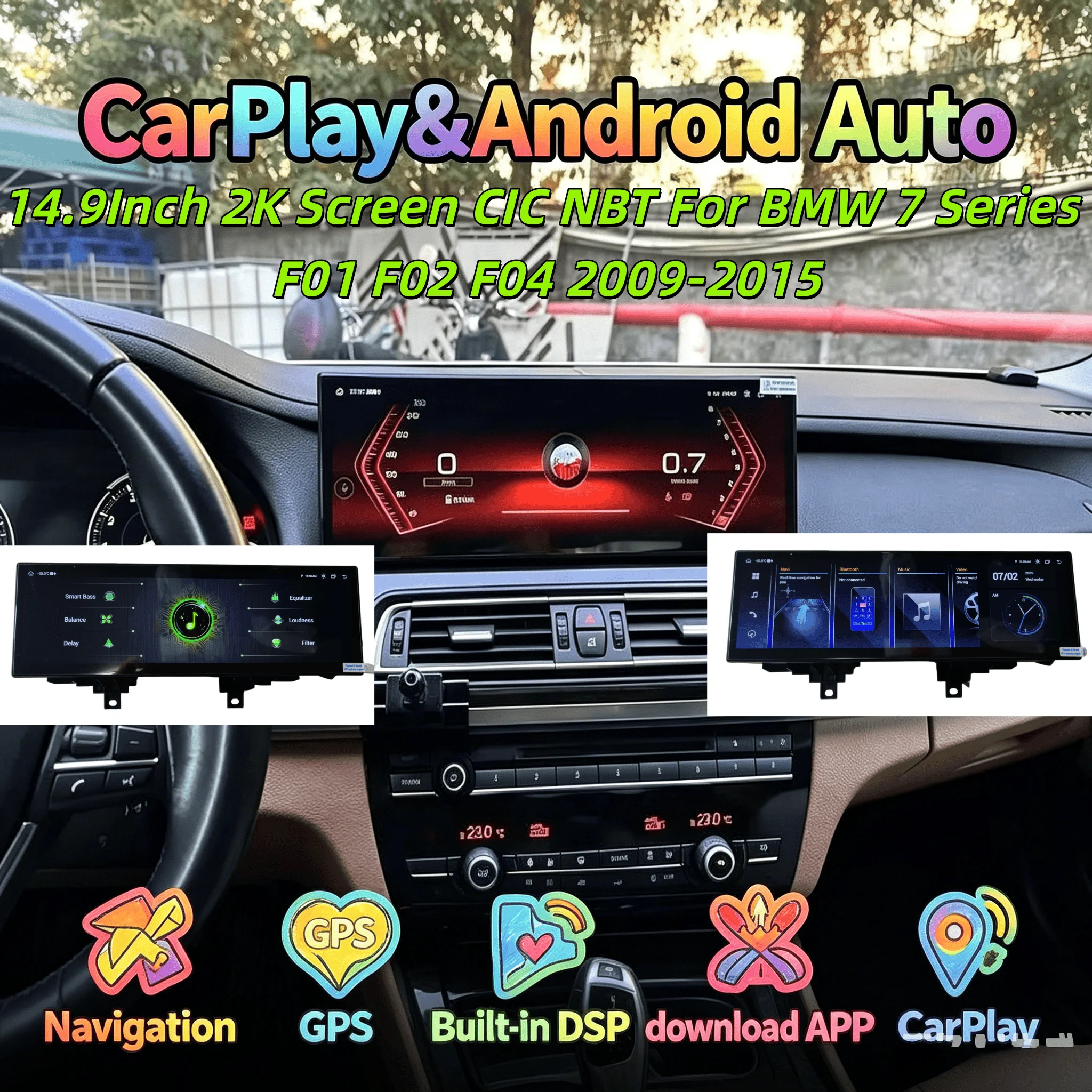 

14.9 INCH For BMW 7 Series F01 F02 F04 2009-2015 CIC NBT System Car Radio Stereo GPS Navigation Multimedia Player Carplay 4G WIF