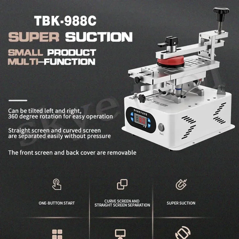 TBK 988C LCD Separator Machine Built in Double Large Vacuum Pump 360 Degree Rotation Plate for 7 Inches Below Phone Repair Tools