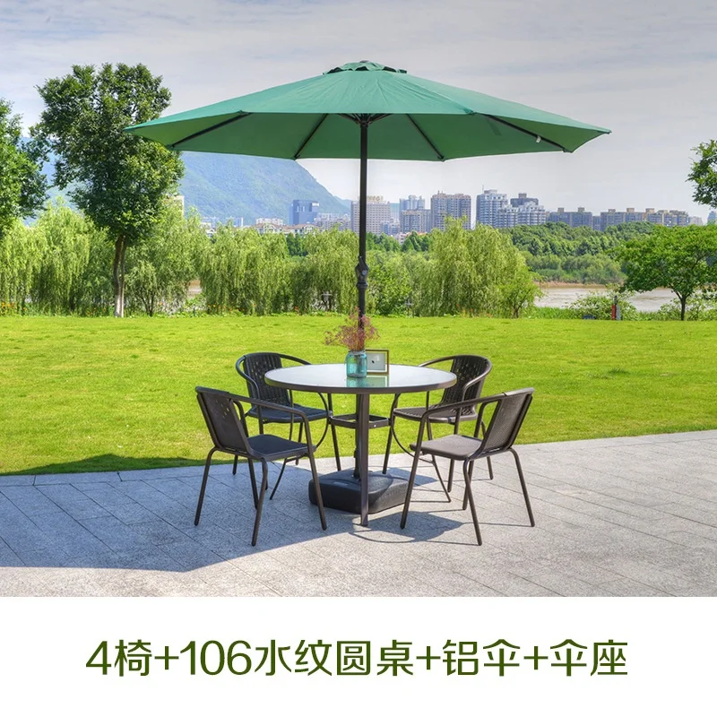 Outdoor table and chair outdoor cane chair leisure folding family open-air courtyard iron small cane chair stalls outdoor table