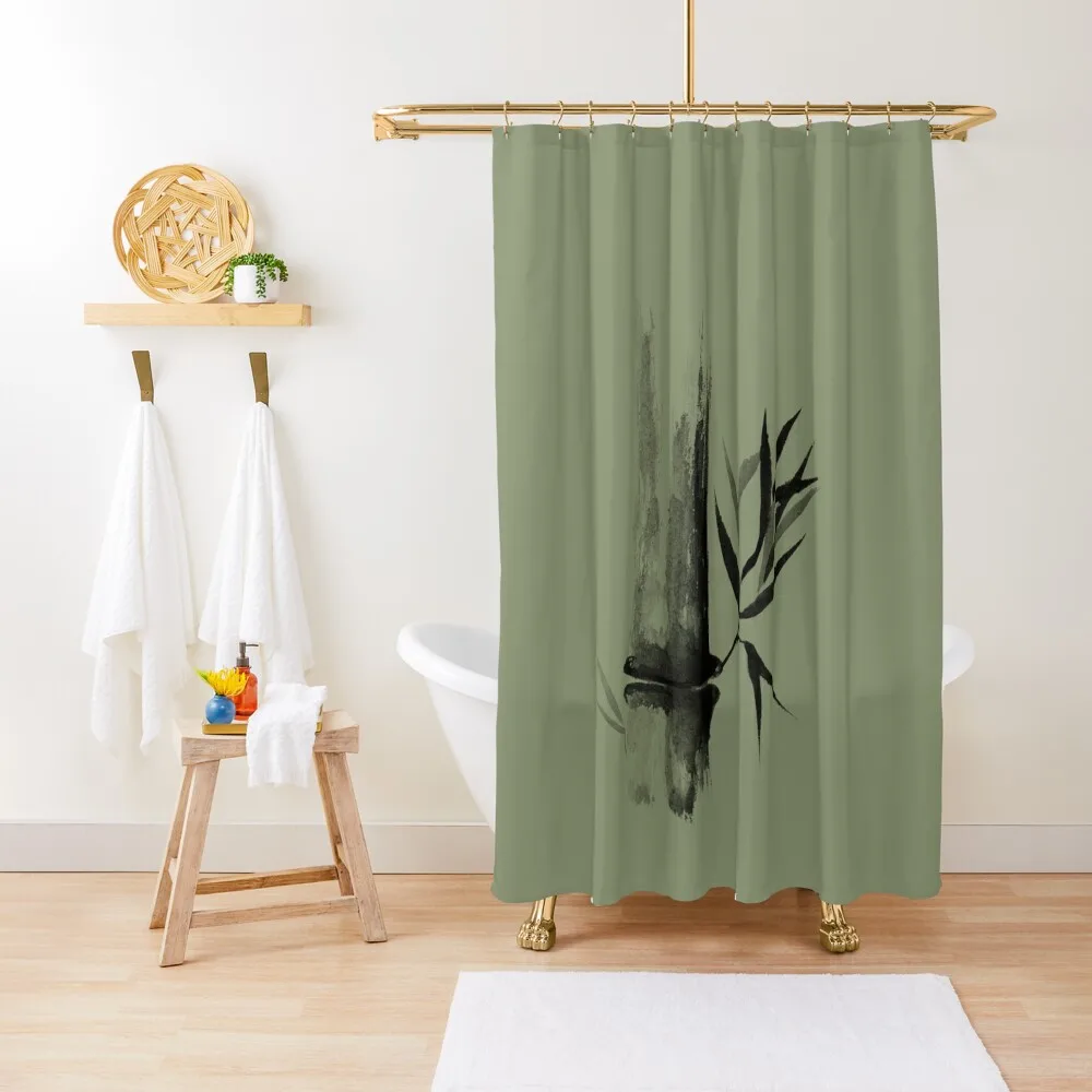 

Bamboo stalk Sumi-e Oriental Zen painting illustration art print Shower Curtain Luxury Bathroom Shower Bathroom Box Curtain