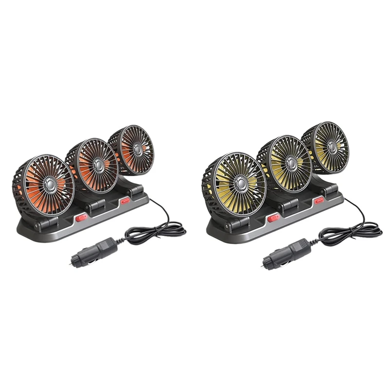 Fan For Car Three-Head Fan For Suvs USB Cooling Air Small Personal Fan 2 Speeds Electric Fan For Truck Vehicle