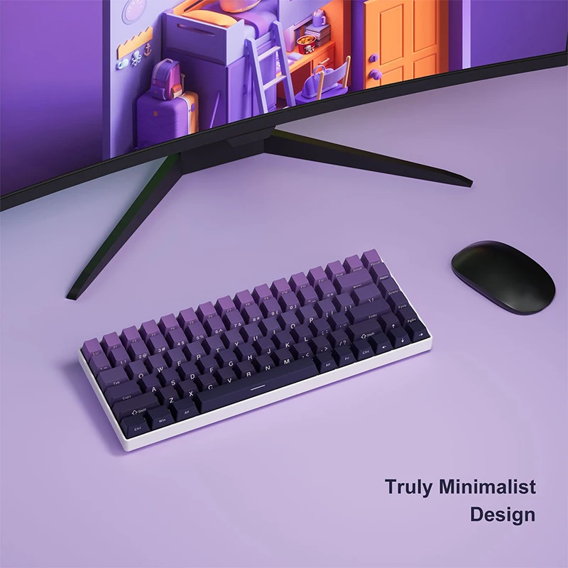 1 Pcs Double sided printed gradient black purple keyboard outline keycaps for the 136 keys of MX mechanical keyboard