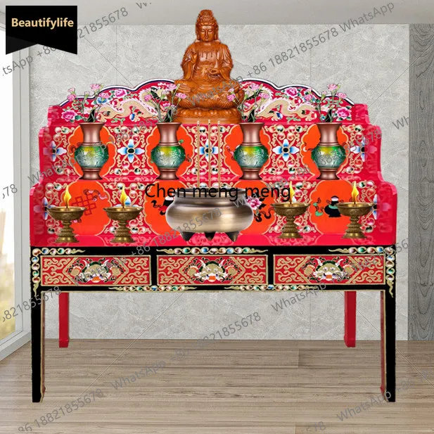 

New Chinese household economical Buddha shrine Wenwu God of Wealth Cabinet modern simple offering table c139