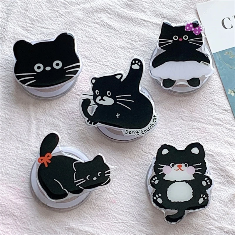 

Korea Cute Cartoon Black Cat For Magsafe Magnetic Phone Griptok Phone Holder Stand Universal Phone Ring Grip Tok For iPhone 15