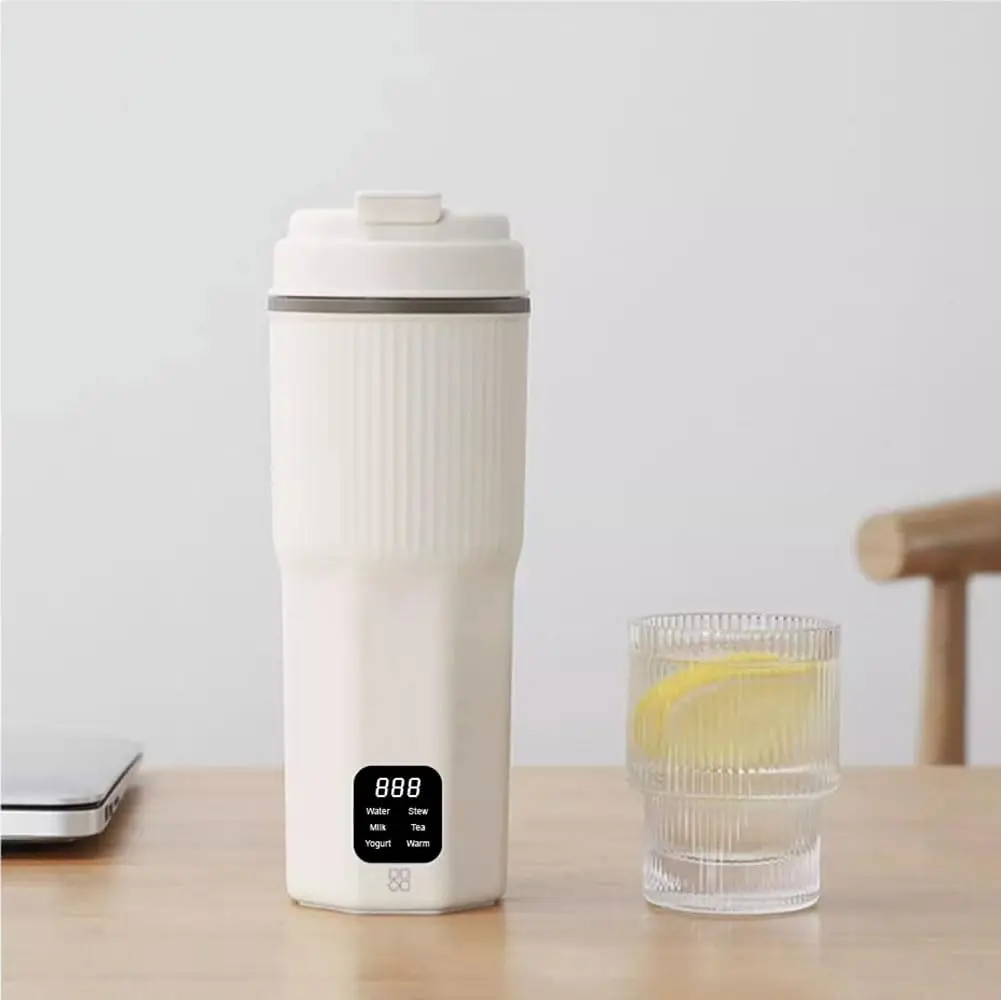 Oshotto Car Electric Kettle 12v/24v - Portable Mini Temperature Control Electric Kettle Mug 400ml For Hot Water, Tea, Coffee Mul
