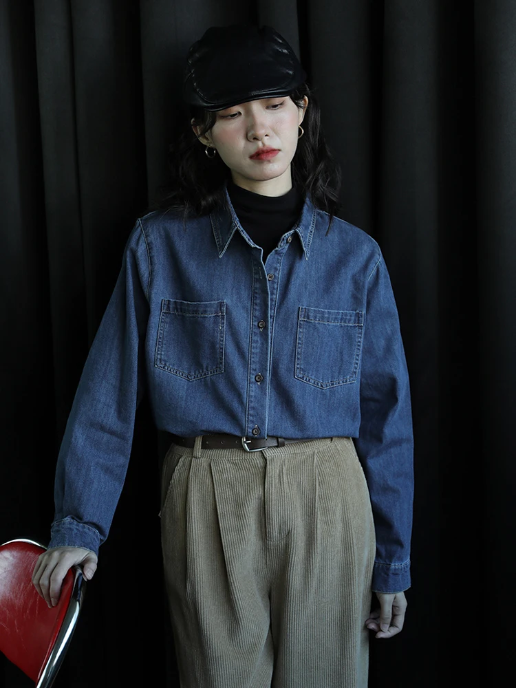 

Синяя женская винтажная джинсовая куртка на подкладке с воротником Blj, зимнее новое поступление, повседневная свободная посадка