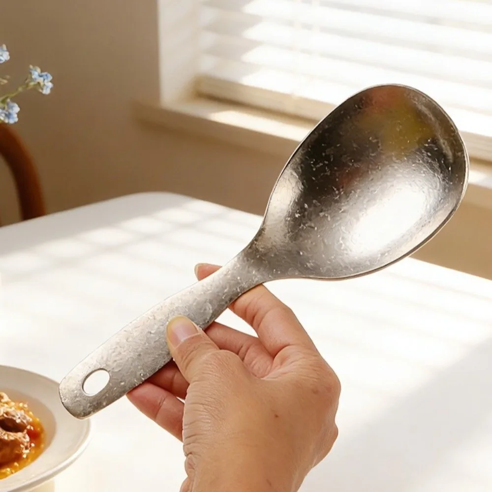 Non-Stick Pure Titanium Rice Spoon Anti-Bacterial Lightweight Rice Scoop Won't Damage Pot Wear-resistant Rice Shovel