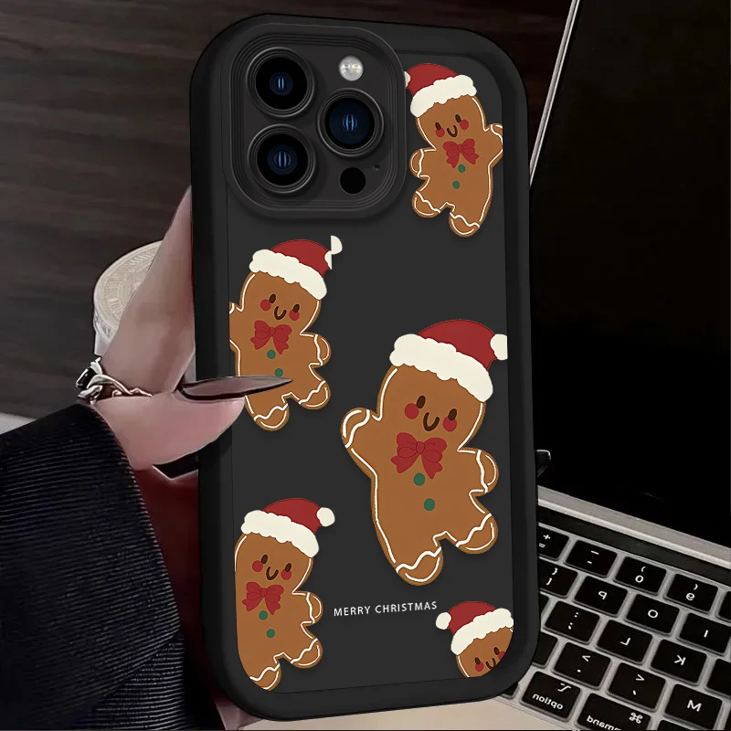 عيد الميلاد الزنجبيل الحال بالنسبة آيفون 16 15 14 13 12 11 برو ماكس X XS X S ماكس XR SE 2020 7 8 زائد للصدمات سيليكون الغطاء الخلفي