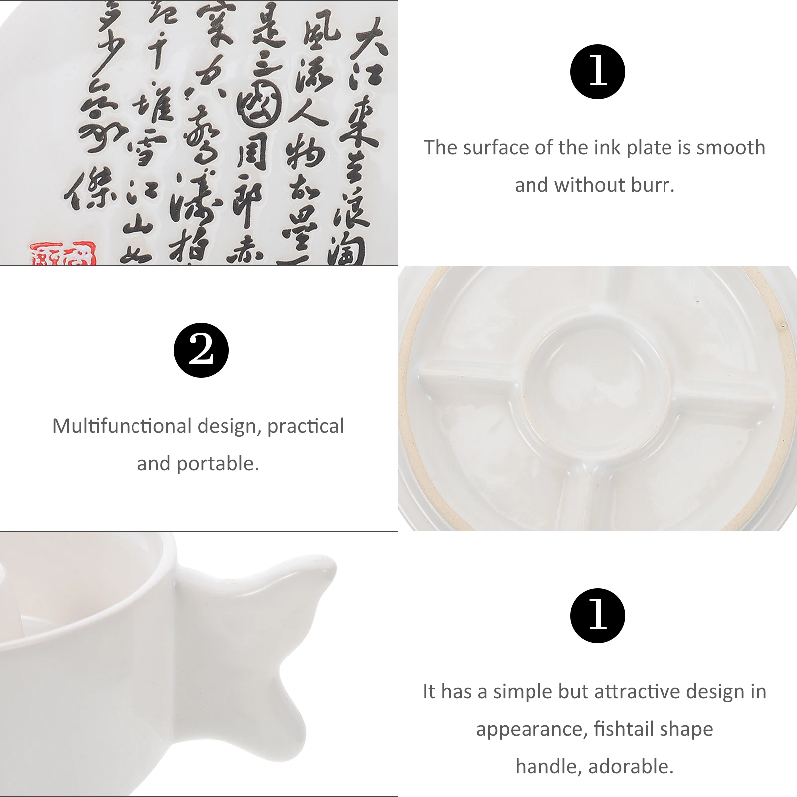 

Mini Inkstone Durable Ceramic with Cover Practical Calligraphy Painting Tool Students Writing Drawing Accessory Traditional Ink