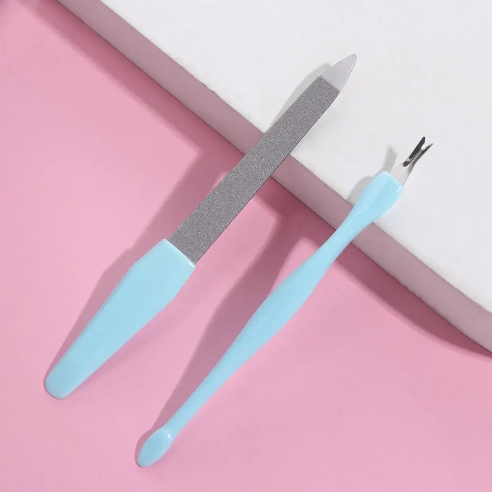 Portable Stainless Cuticle Remover Durable Double Sided Nail File Smoothing Polishing Stick Nail Salon