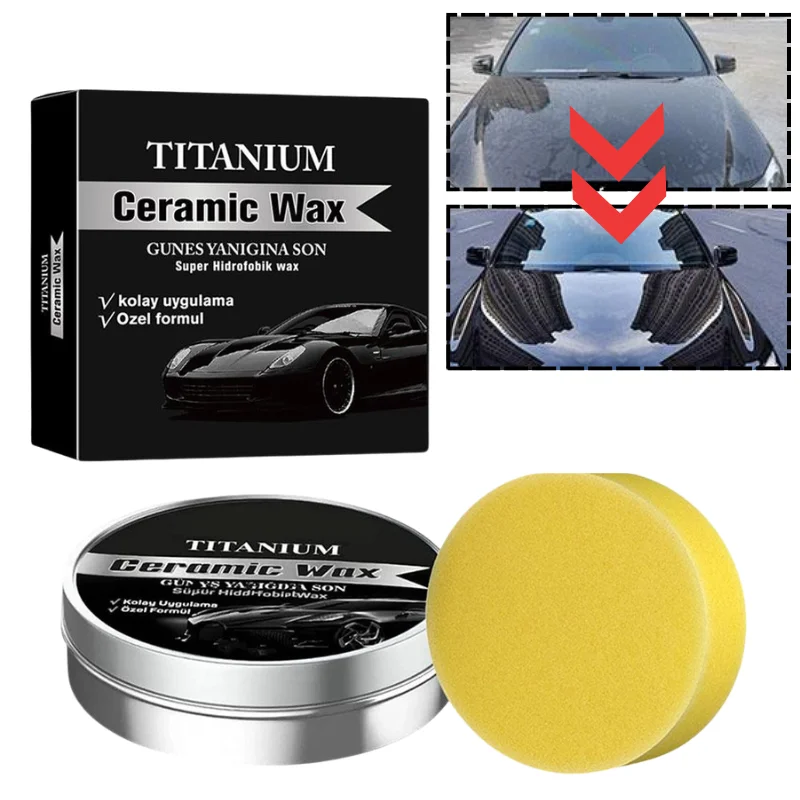 

1-5pcs Ceramic Wax Cream Easy Apply Titanium Ceramic Car Wax Waterproof Scratch Resistant Paint Sealant With Applicator Sponge