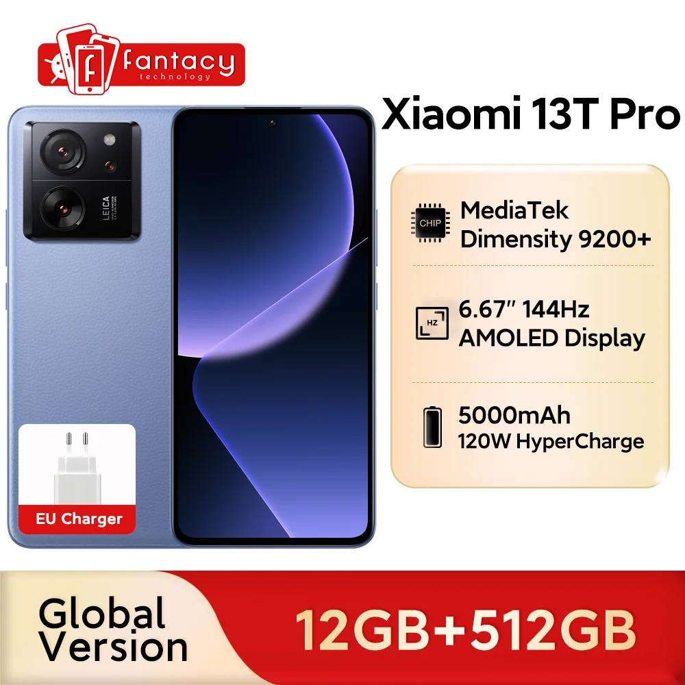 Versión Global Xiaomi 13T Pro 6,67 "144Hz pantalla AMOLED 5G 50MP cámara Leica 5000mAh batería 120W hipercarga IP68 impermeable