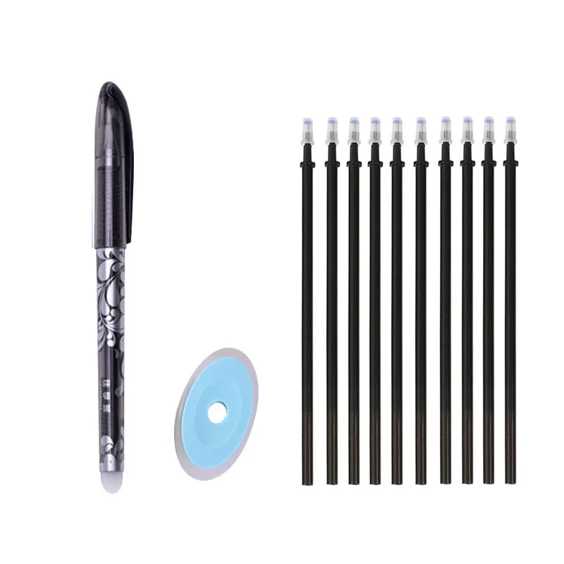 12Pcs/Set Student Magic Gel Pens Blue Black Ink Refills Rods Erasable Pen Set Washable Handle School Office Stationery Supplies