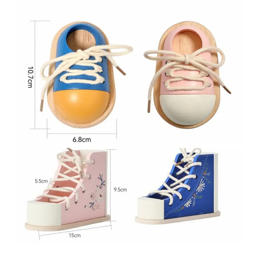Wearing Shoelaces Shoelace Threading Toy Montessori Life Skill Fine Motor Skills Toy Button Wooden Early Educational Toy Boys