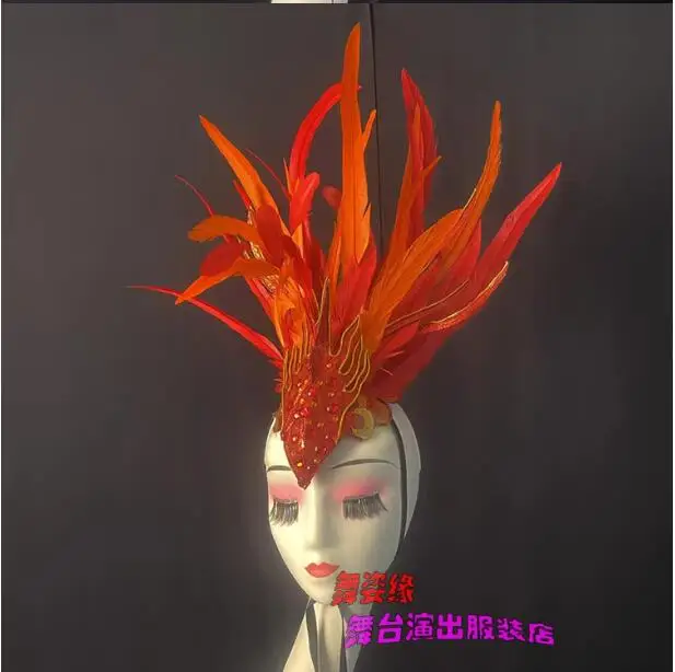 Chinese Dance Phoenix Feather Headpiece, Classical Dance Competition, Modern Dance Headpiece
