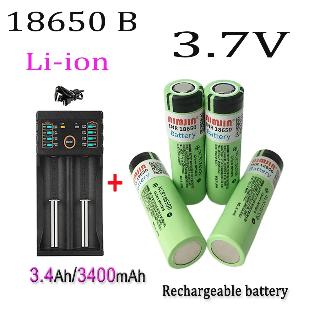 

3.7V 3400mAh 18650 B Rechargeable Li-ion Battery With USB Charger For 18650 Toys Tools Flashlight Battery+charger