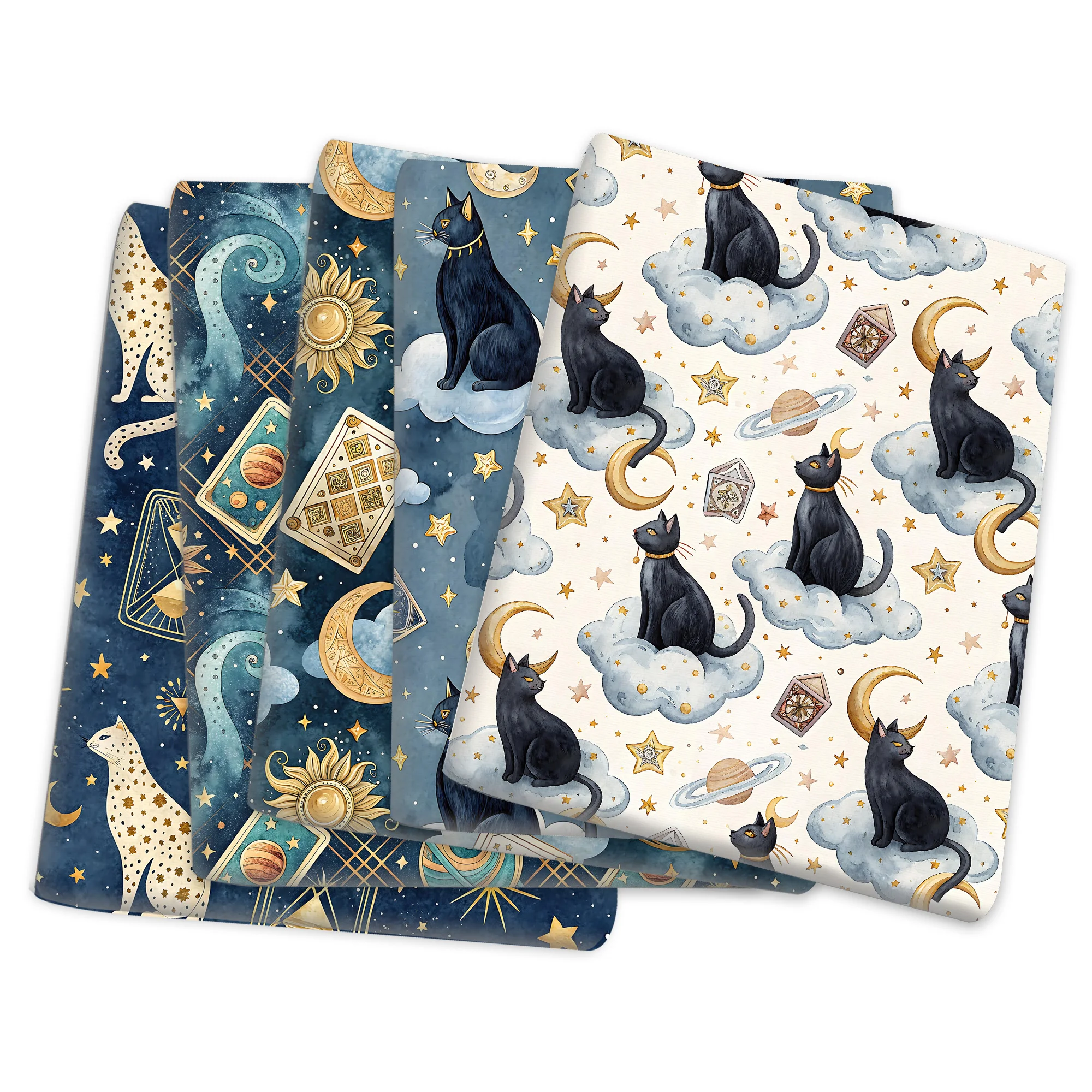 

50*145cm Animal Cat Moon Printed Polyester Cotton Fabric for Tissue Sewing Quilting Fabrics Needlework Material DIY Handmade