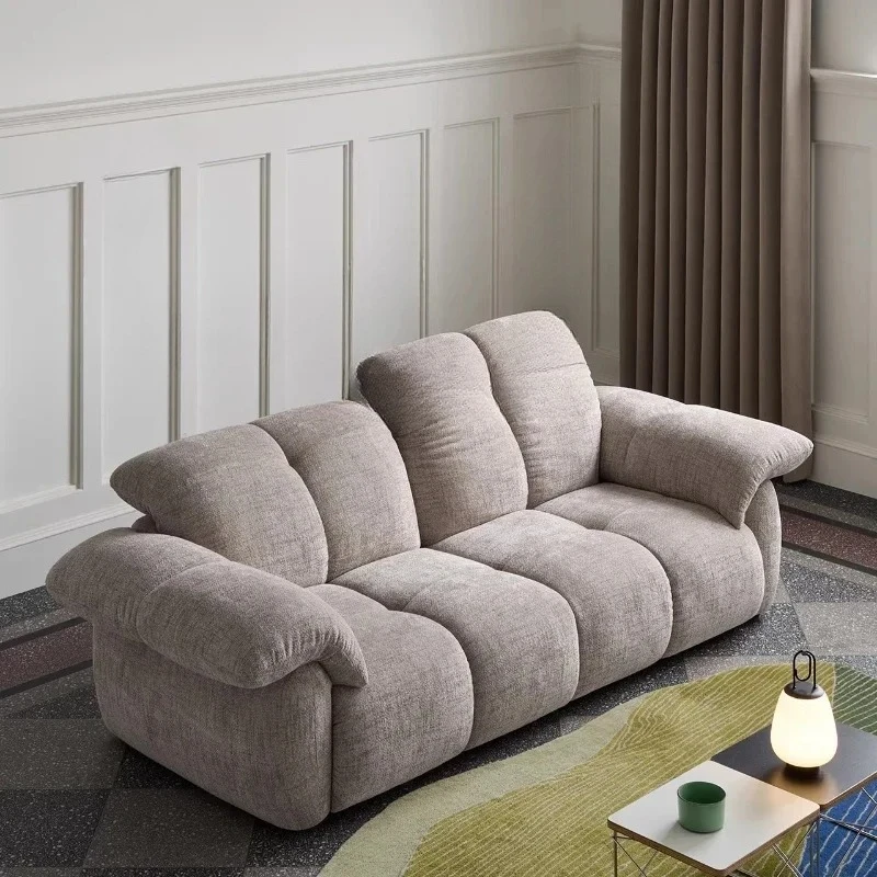 X-S Fabric, retro three-person, simple modern living room straight row adjustable function sofa HG