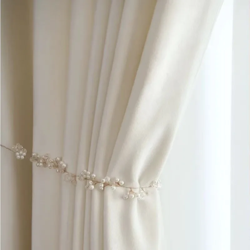 1 Piece Modern Minimalist Off-white Living Room Curtains Bedroom Luxury Heavy Duty Insulated Velvet Curtains