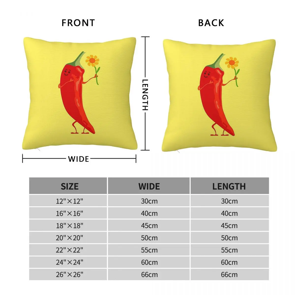 Chili Pepper Cartoon Square Pillowcase Polyester Linen Velvet Printed Zip Decorative Throw Pillow Case Bed Cushion Cover 18