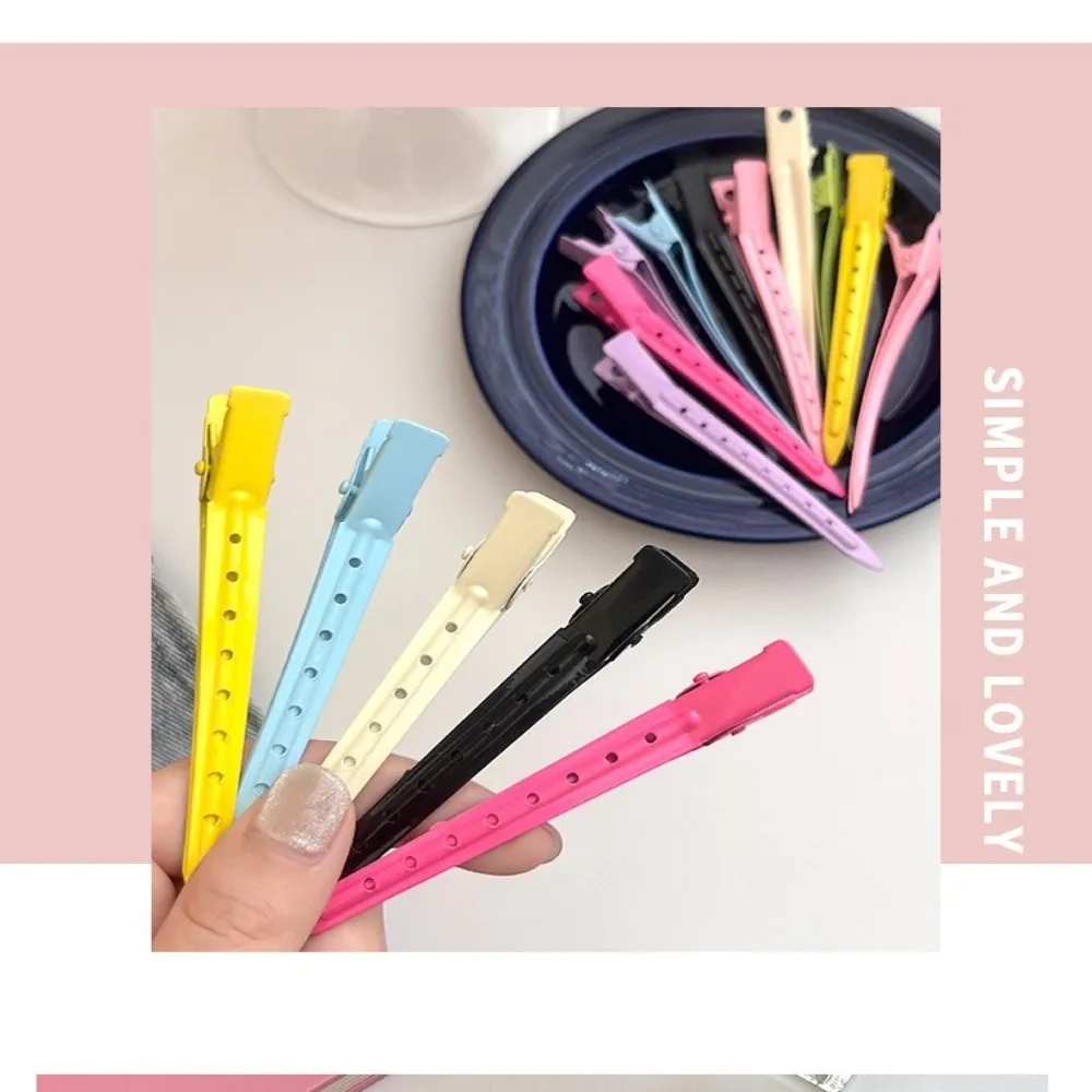 6/12pcs 6/12pcs Hair Salon Clips Metal Duckbill Clip Colour Spray Painted Sectioning Clamps Barrette Style Polychromatic Design