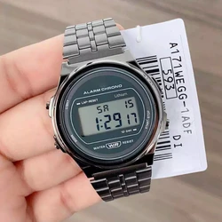 Round F91W Steel Band Watch Retro LED Digital Sports Military Watch Electronic Wrist Band Clock Ladies for Men Business Watches