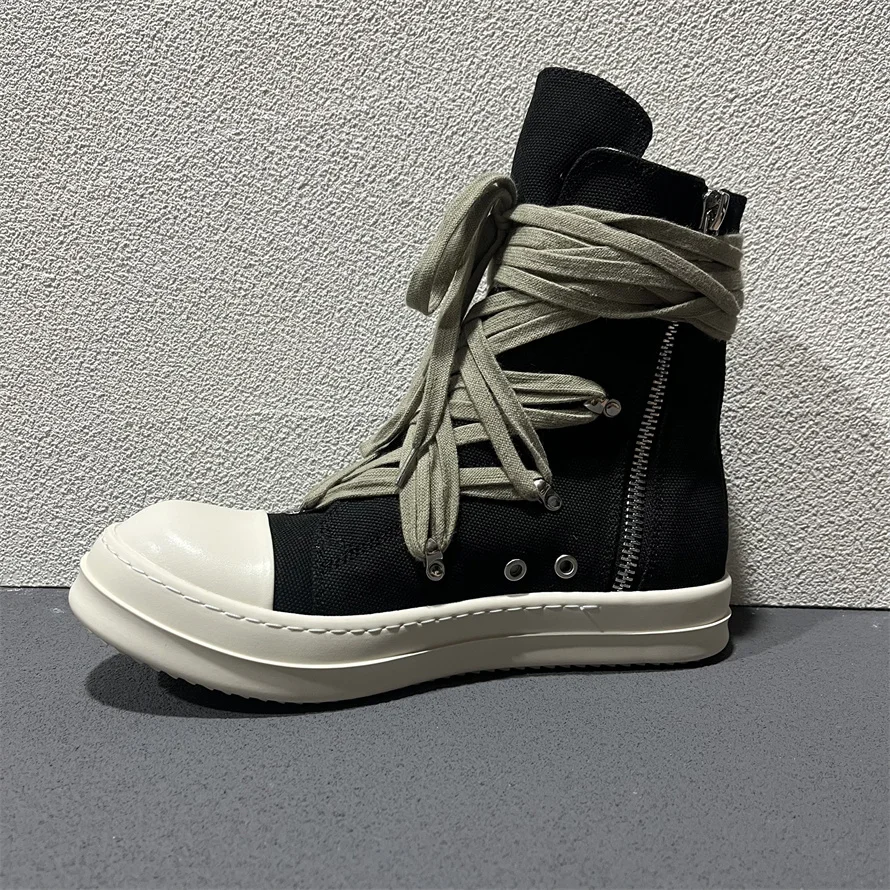 High Quality Real Picture Mess Up Cross Lace Canvas Trainer Lovers Sneakers Boots