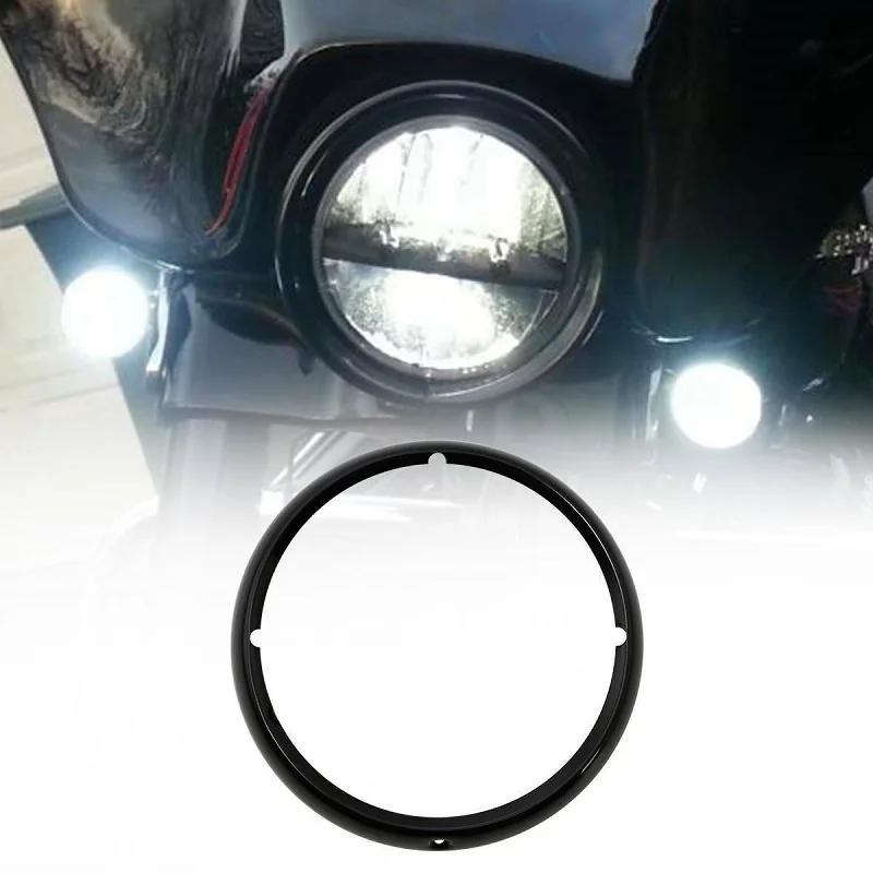 Fari per moto da 7 pollici Anello di rivestimento Accessori per alloggiamento fari rotondi neri cromati adatti per Harley Davidson Touring Road King