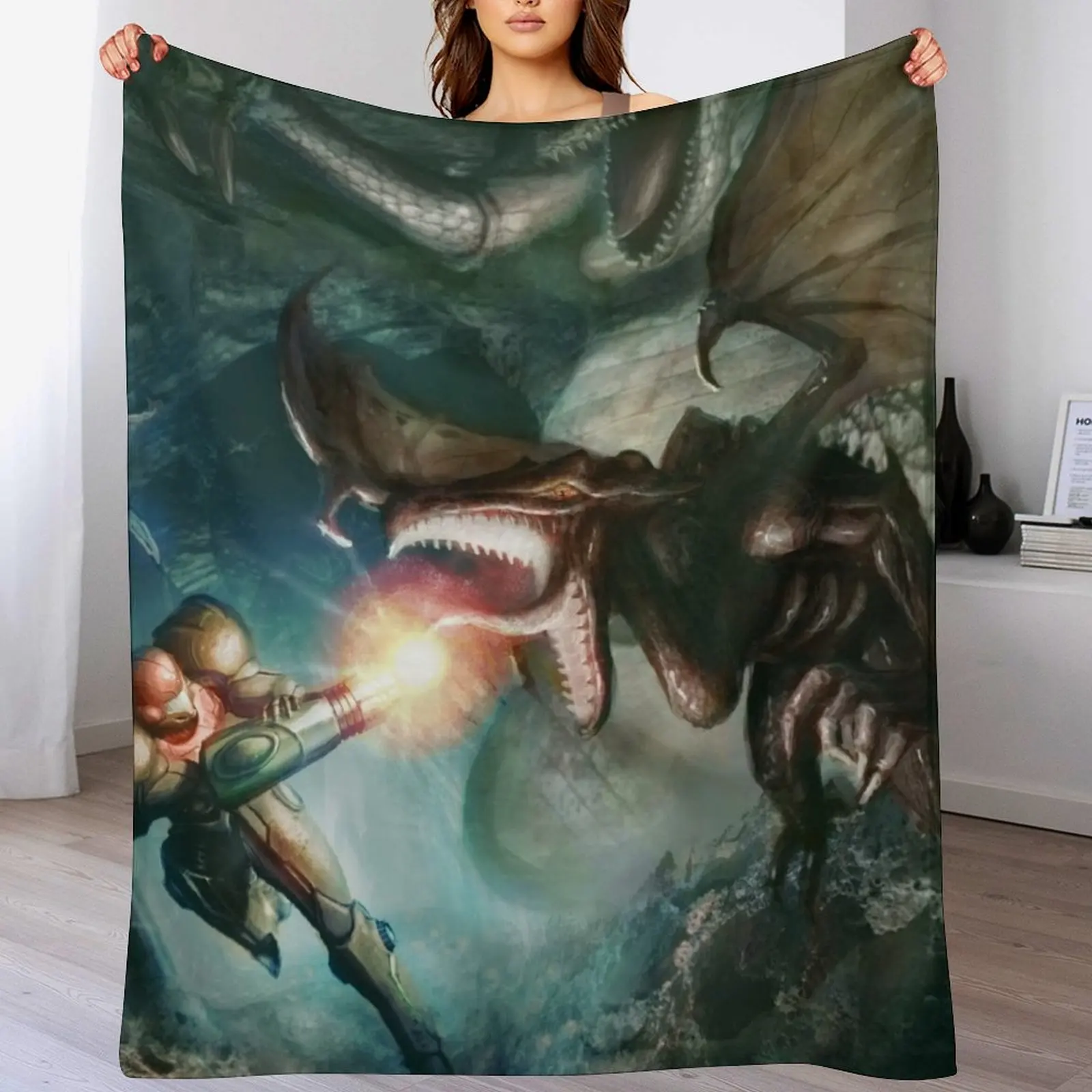 Samus Aran VS. Ridley - The Final Encounter Throw Blanket Thermal christmas gifts Blankets