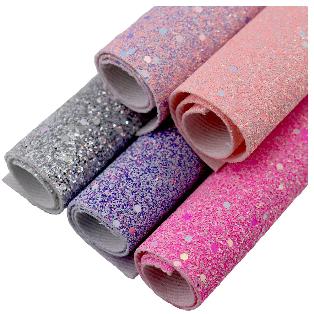 30cmx134cm Roll Mix Chunky Glitter Fabric With Twill Backing Leather For Decorations Earring Bows DIY Wedding AY331