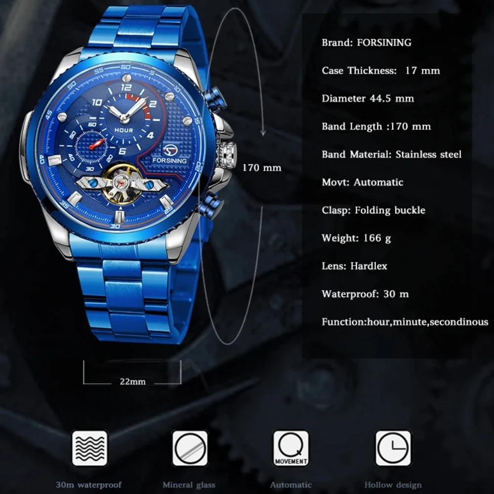 高級ブランドブルー男性機械式時計自動巻きスポーツステンレスス - Luxury Watch Nice のレビューと価格