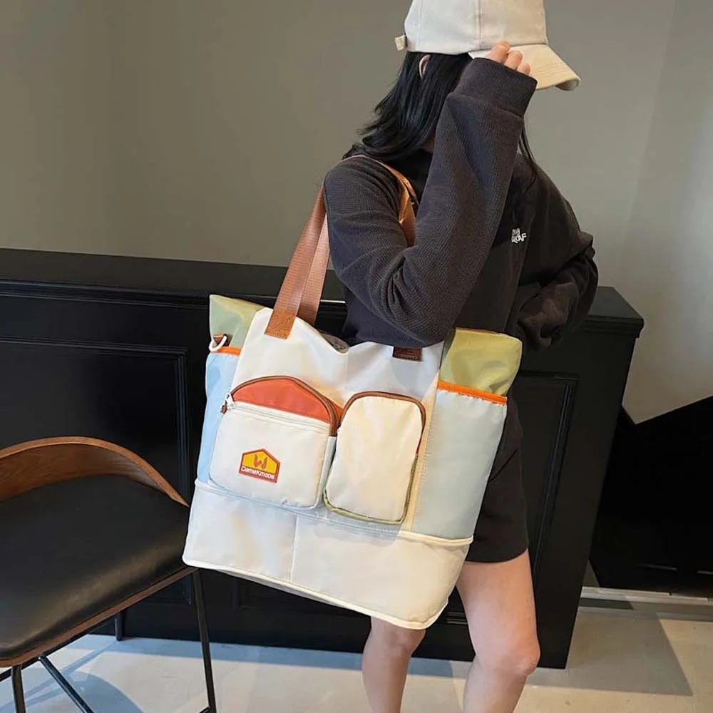 

Oxford Cloth Expandable Travel Bag Yoga Pouch Contrast Color Large Capacity Fitness Bag Polyester Multi-functional