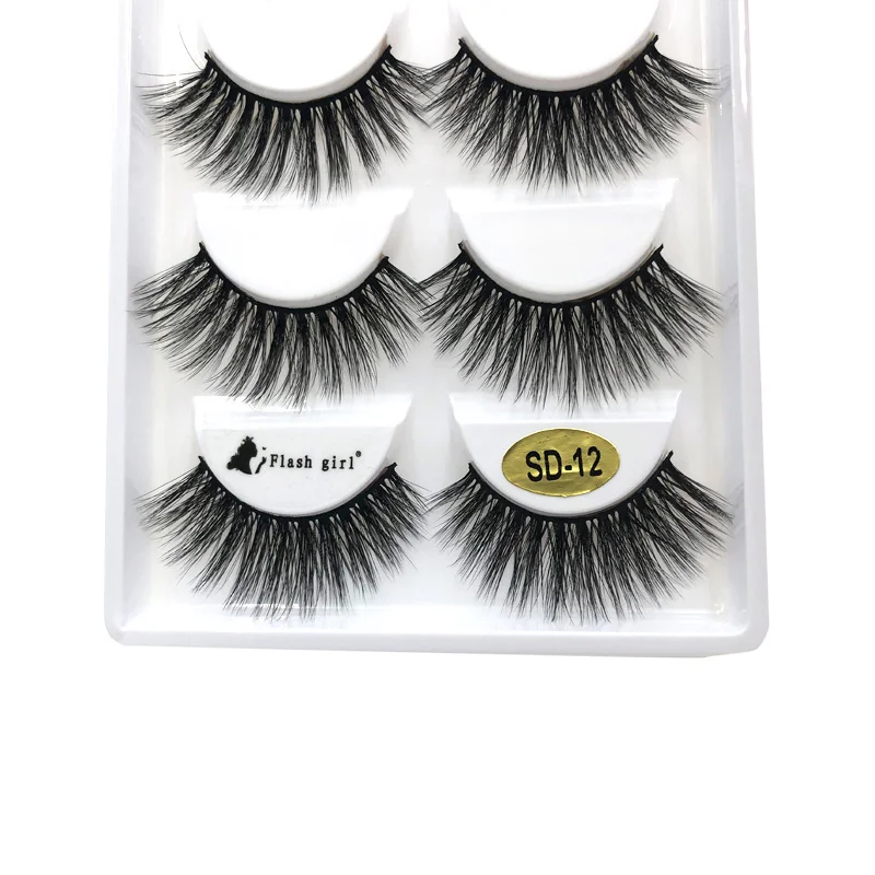 5 pairs/Tray Soft and Fluffy Black cotton Band strip eyelashes Handmade mink Falsle eyelashes SD serise Lashes extention