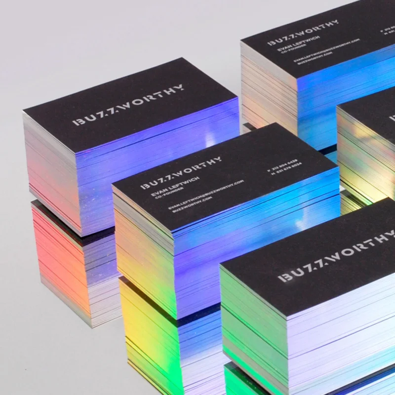 200 pieces (custom)Holographic Foil Business Card Design and Print  black card stock foil silver foil calling cards