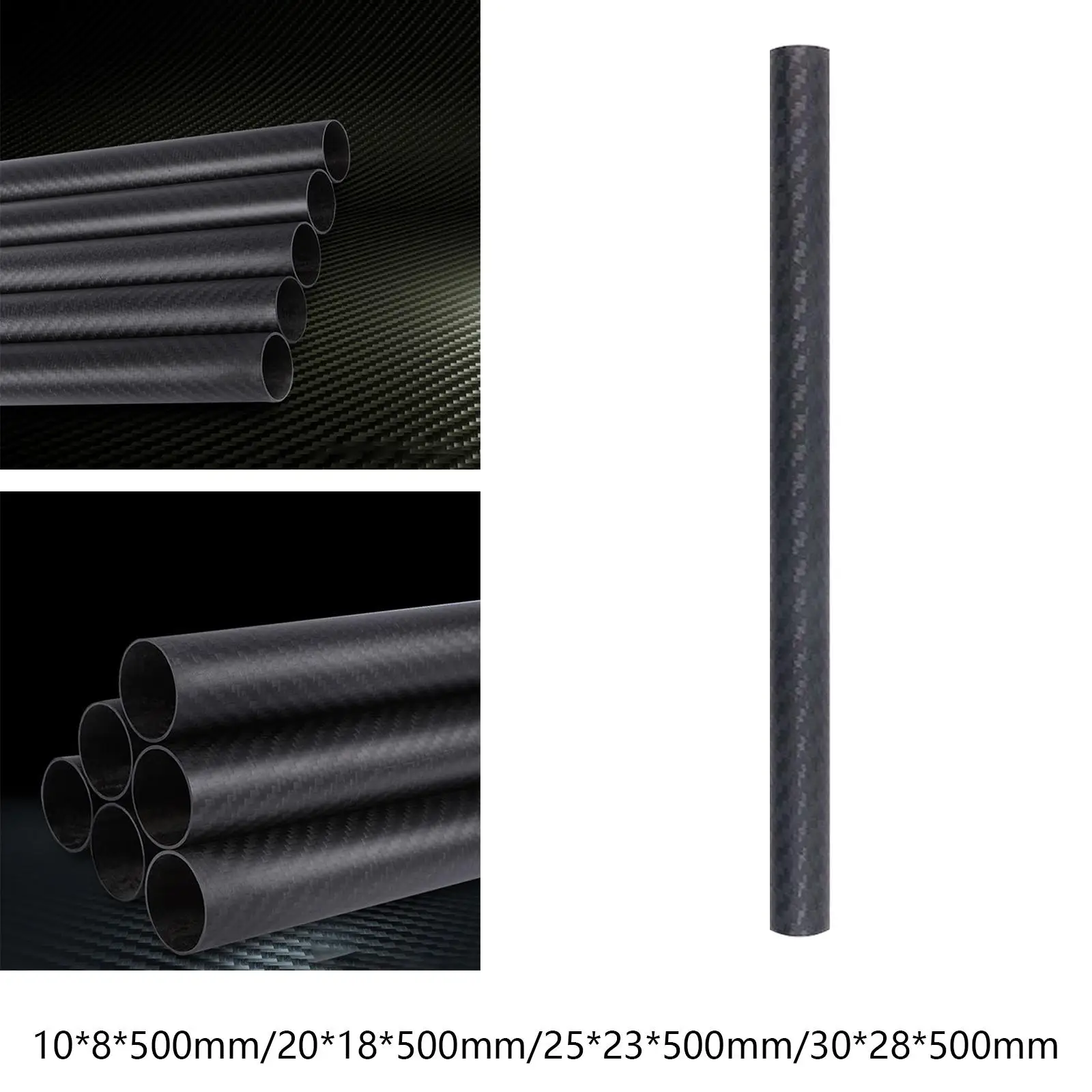Tubo in fibra di carbonio Tubo in fibra di carbonio twill 3K Albero rotondo in fibra di carbonio ad alta resistenza da 500 mm, per bici quadricotte multicopter