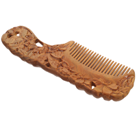 Double Sided Carved Wooden Comb Decorative Fine Tooth for Women Massage Portable Lotus Travel