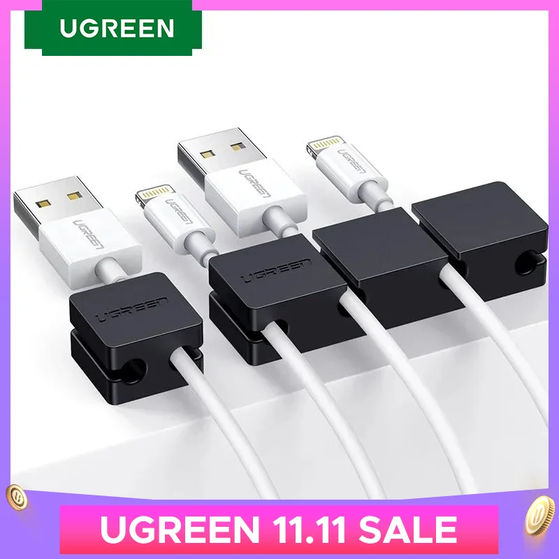 Ugreen Cable Clips Organizer Silicone USB Cable Winder Flexible Cable Management Clips Cable Holder For Mouse Headphone Earphone