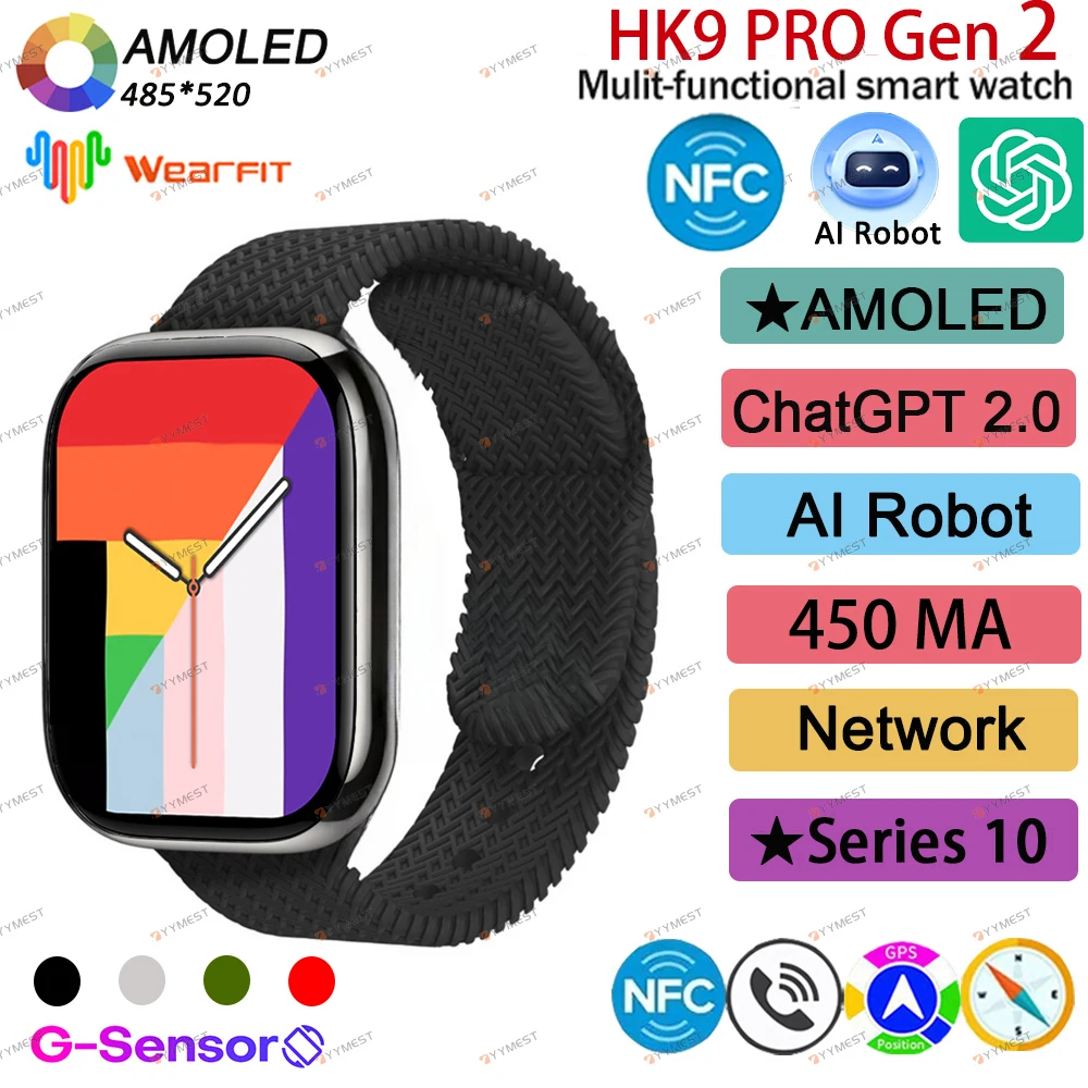 2026 AMoled SmartWatch HK9 Pro Gen 2 Original Series 9 2.02″ Infinite Screen AI ROBOT AMOLED NFC Compass Woman Man Sports Watch