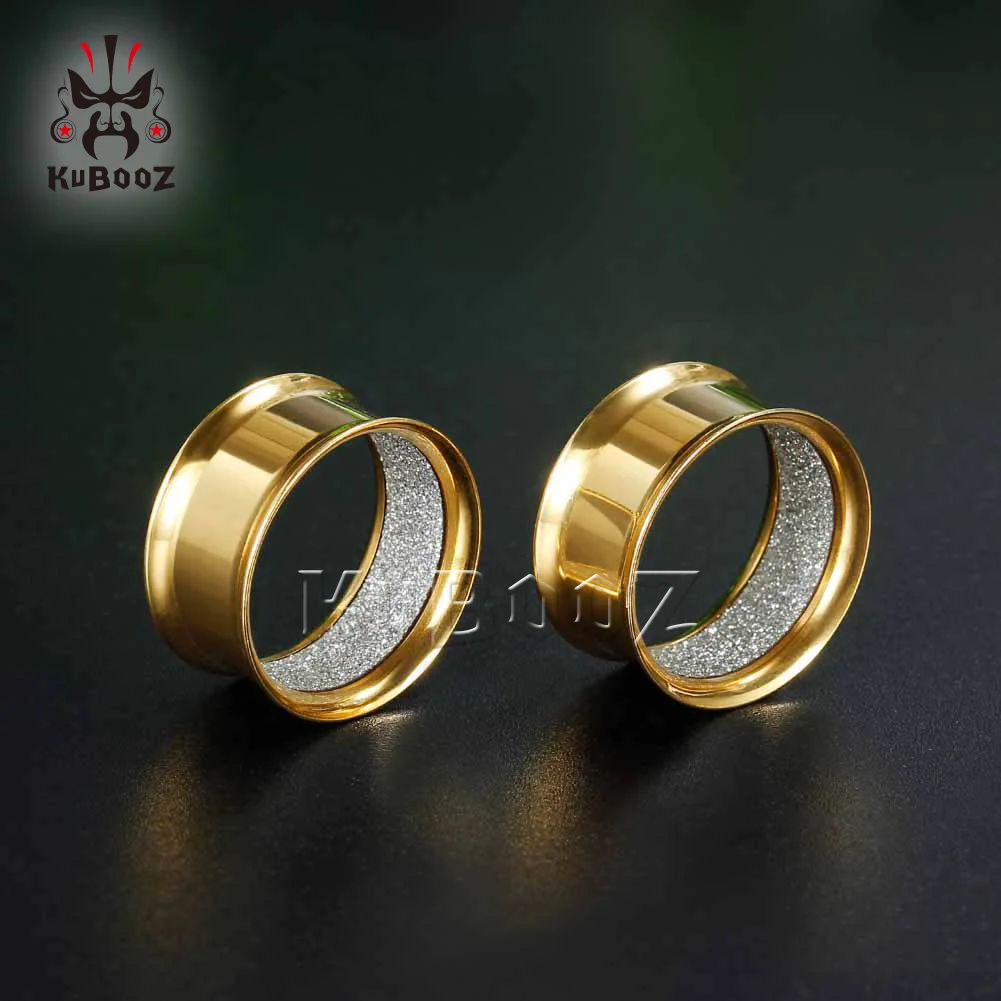 

KUBOOZ Fashion Stainless Steel Double Colour Ear Tunnels Expanders Plugs Piercing Earring Body Jewelry Strechers 2PCS