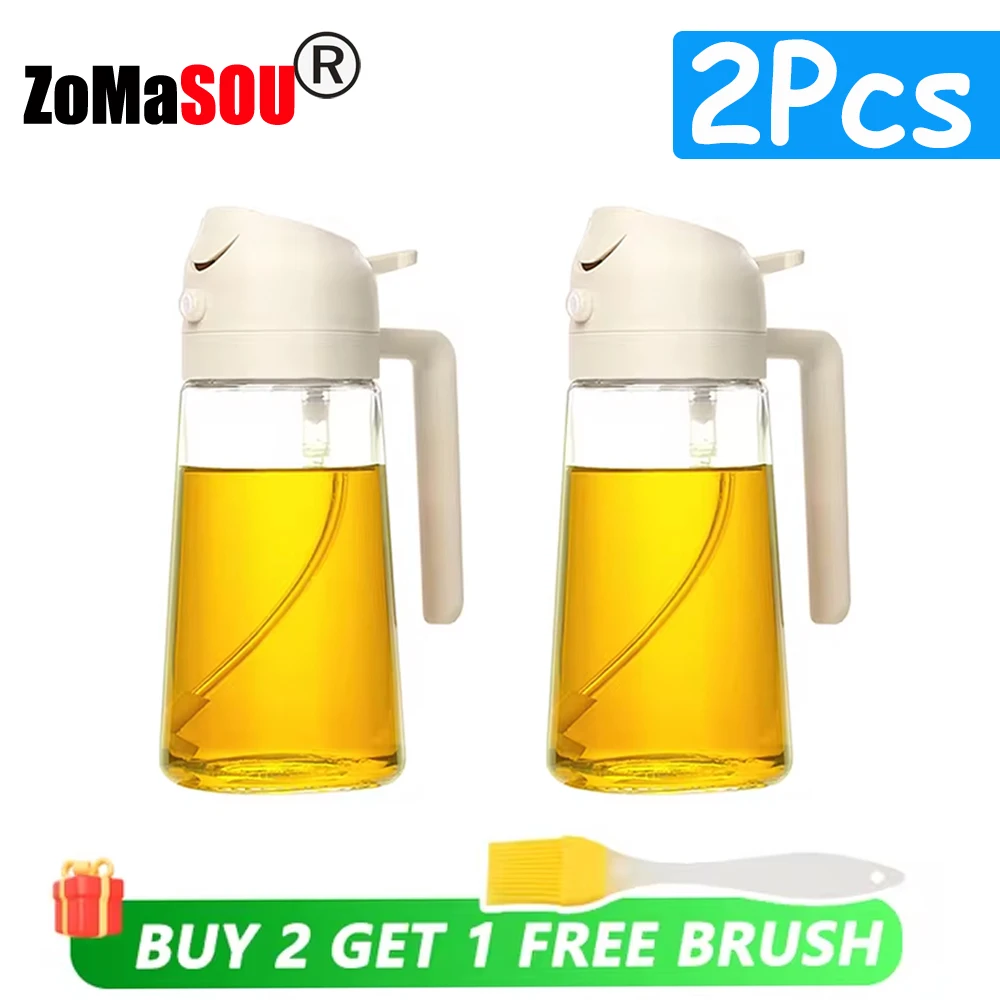 ZOMASOU 1-4 Stück 2-in-1-Sprühgerät, Ausgießer, Öl, leere Flasche, Kunststoff-Ölbehälter, Spender, Verdampfer, Küche, Grill, Camping, Kochutensilien 7