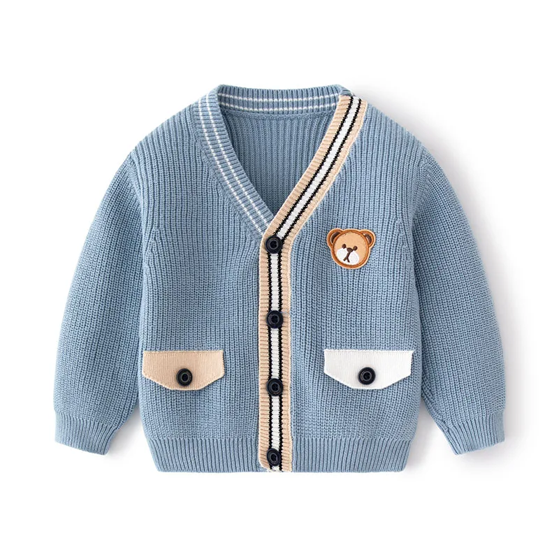 

Cartoon Bear Long Sleeve Knit Cotton Spring and Autumn Newborn Baby Boys Girls Sweater Infant Sweatshirt Kids Knitwear