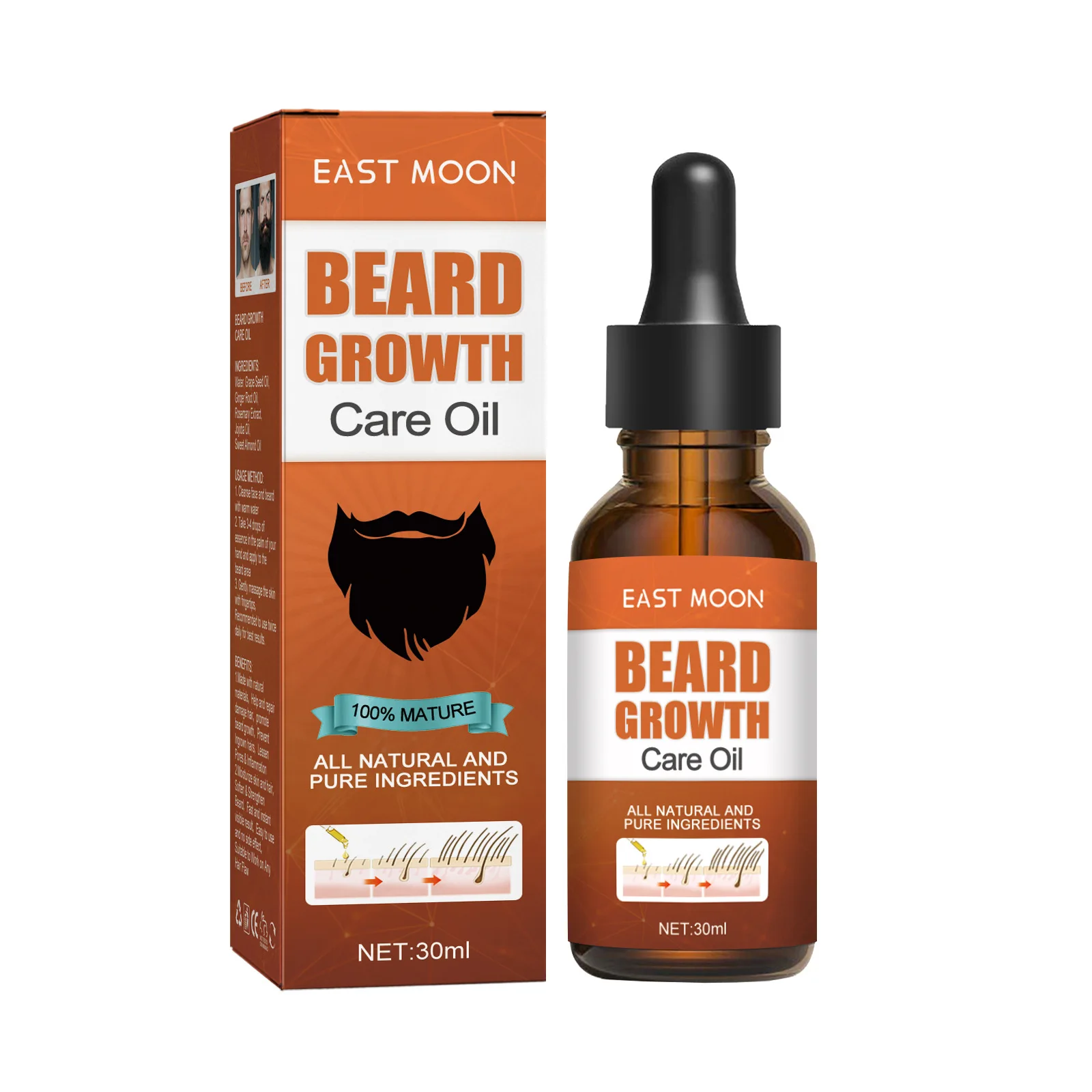 Aceite acondicionador para el crecimiento de la barba para hombres, aceite para el crecimiento de la barba, más fuerte, más grueso, suavizante, rápido, nutritivo