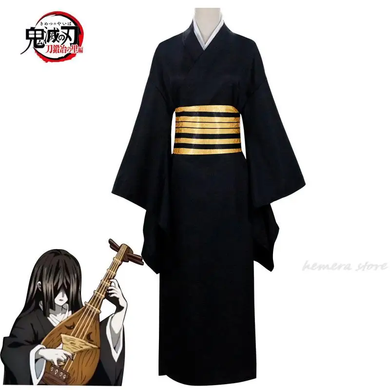 Nakime Otokawa Cosplay Costume Anime Demon Slayer Kimetsu No Yaiba Suit Uniform Japanese Belt Kimono Uniform Halloween party