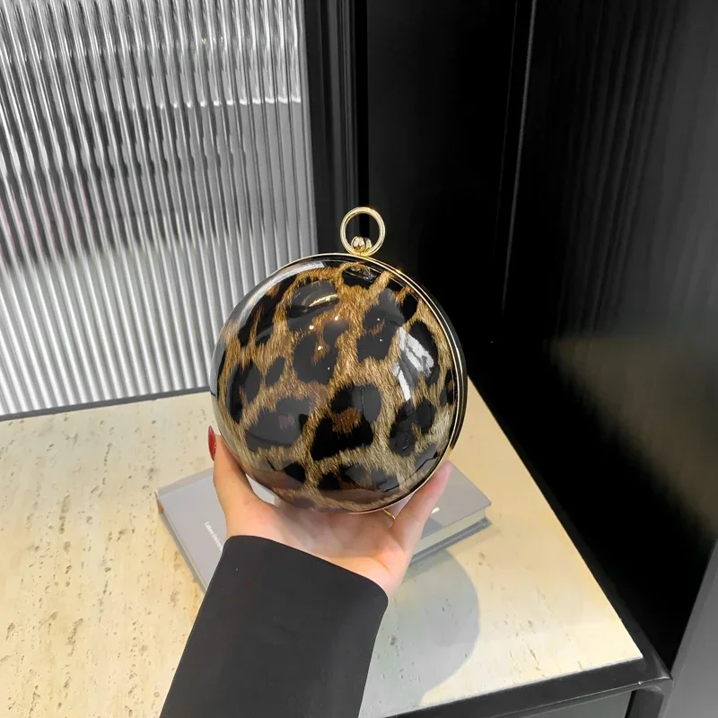 Fashion Interior Compartment Top-Handle Bags Round 2024 High Quality Bags for Women Leopard Print Zipper Pu Women\'s Handbags