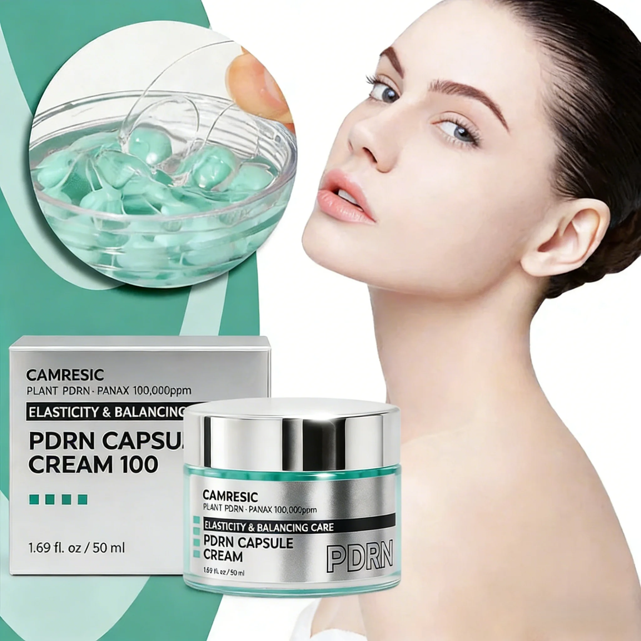 

Крем-капсулы PDRN 1.69 унции, увлажняющий крем для лица с PDRN, гиалуроновой кислотой, 9 пептидами, подтягивающий и упругий, питательный крем