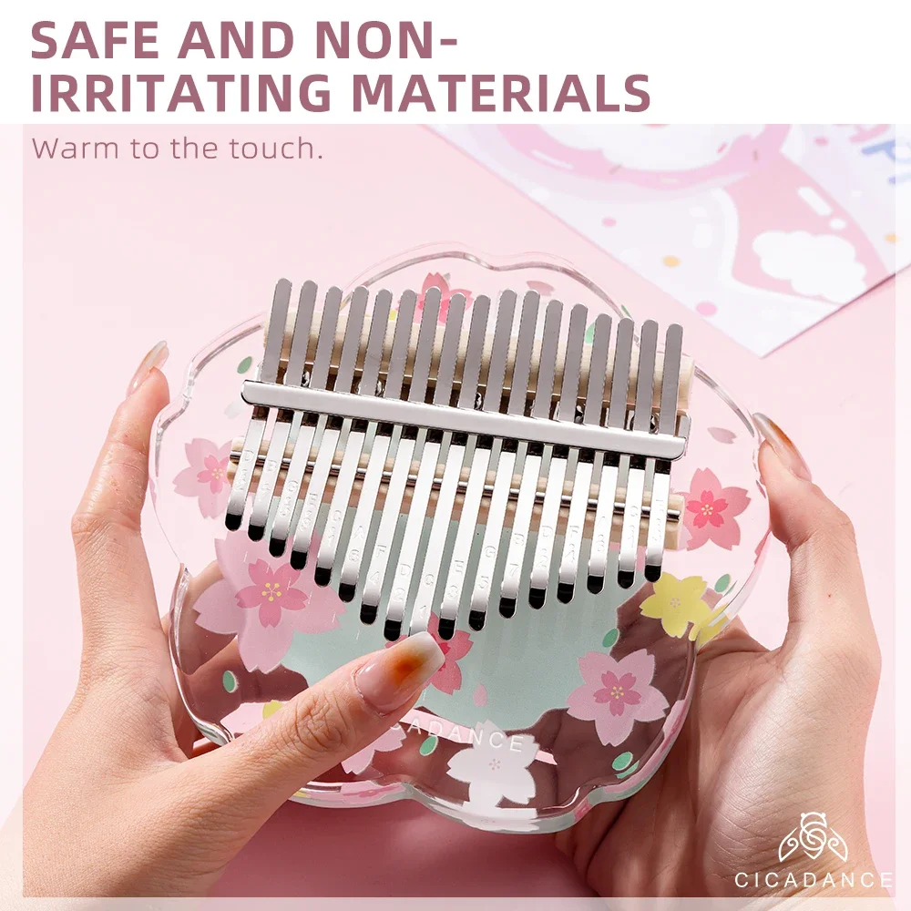 Acrylic Kalimba 17 Key Thumb Piano Crystal Calimba 21 Keys With Learning Book Keyboard Musical Instrument Gift For Beginner Kids