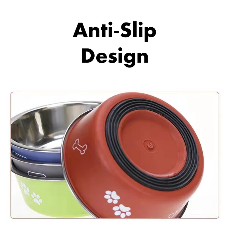 Non-slip Dog Bowls for Small Medium Large Dog Feeder Bowls and Drinkers Stainless Steel Food Water Pet Dog Cat Puppy Accessories