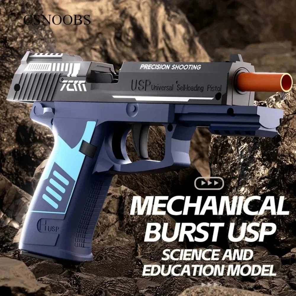 Continu afvuren USP Soft Bullet Toy Gun Gooien Shell Lege hangende pistool Outdoor Shoot Game Kerstcadeau voor kinderen
