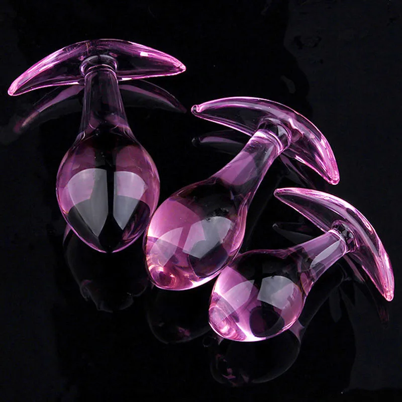 Clear Pink Glass Anal Plug Dildo Anus Dilator Masturbator Butt Plug Couple Sex Toys For Men Women Ass Buttplug adult toy
