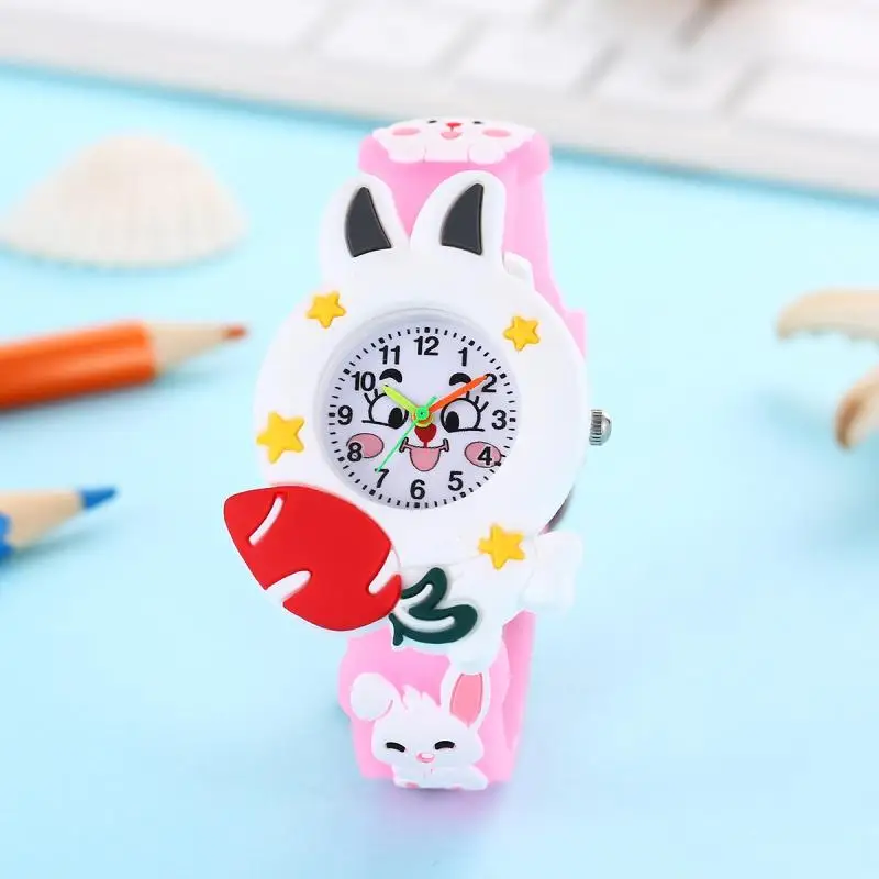 

Модные, модные, милые детские часы с изображением моркови и маленького белого кролика